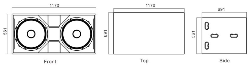 kích thước của Loa siêu trầm MT T-218C